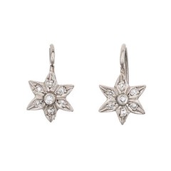 Cathy Waterman Diamond Star Earrings Platinum Estate Fine Signed Jewelry