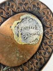Vtg Genuine Copper Pendant Victorian Gothic Revival Moonglow Lucite Cabochon