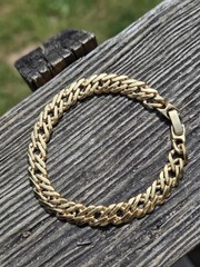 Vintage Gold Tone Stacker Bracelet Fold Over Clasp Chain Well Made
