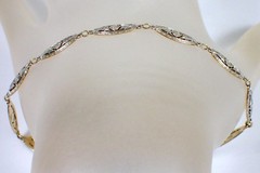 Antique Art Deco 5.6g SOLID 14k Yellow White Gold Two Tone Filigree Bracelet