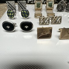 Mixed Lot Men’s Cufflinks Silver & Gold Tone Metal Bullet Back Square Styles