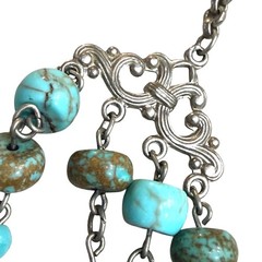 Vintage Bellagio Crystals Necklace Turquoise Multi-Strand Boho Chic 17-19 inches