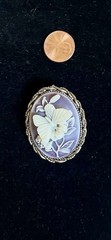 3/ D Vintage Anniversary Butterfly Purple Lavender CAMEO Brooch /Pin/ Pendant 🦋