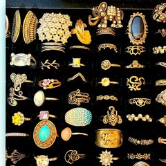 Lot of 90 Fashion Rings Mixed Sizes Statement Cocktail Rhinestone Reseller