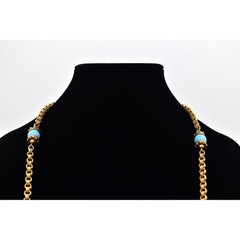 Accessocraft NYC Vintage Station Chain Necklace Turquoise Beaded Signed BinBE