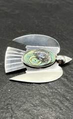 Vintage MPB Mexico Sterling Silver Abalone Thunderbird Brooch