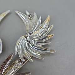 Set (3) Silver-Tone Metal MCM Starburst Spike Spiky Swirls Earrings & Brooch Pin