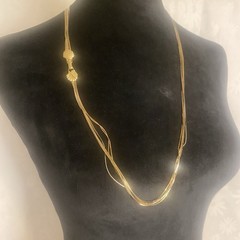 Vintage Medici Multi Tone Necklace 6 Snake Chain Fold Over Clasp Delicate Dainty