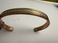 Vintage Mixed Metal Braided Magnetic Cuff Bracelet – copper, brass, and silver