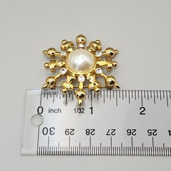 Marvella brooch Gold Tone Faux Pearl Star Crest Sword Shield Starburst
