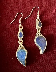 Vintage Afghanistan LAPIS Lazuli Boho Style EARRINGS Tribal Fusion Belly Dance