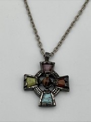 Unique Scottish Celtic Cross Stones Various Colors Necklace Beautiful Christian