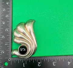 Vintage Morning Sun Brand Sterling Brooch With Onyx 44.38 gm / 2.5 X 1.75 in