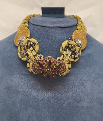 1995 ALEX & LEE © LOVE & PEACE cubic zirconia garnet 16″ Choker Necklace