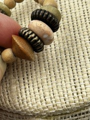 Vintage 1990s Boho Hoop Earrings Wood Metal Beads Earth Tones Limited Express