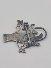 Sterling Silver Marcasite Art Deco Flower Basket Roses Vintage Brooch READ Gift