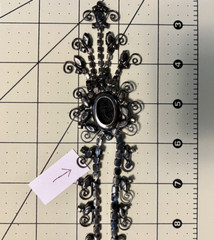 D&E Juliana Book Piece Long Black Rhinestone Floral Transfer Gun Metal Necklace