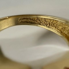 Vintage 14 Karat Yellow Gold Nugget Style Textured Channel Set Diamond Ring
