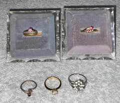 Lot 5 Vintage Women Teen Rings Rhinestone Faux Diamond Pink Tourmaline