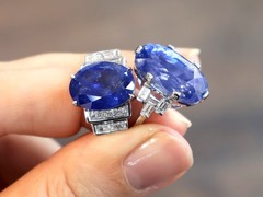 17.11Ct Ceylon Sapphire and 0.50Ct Diamond Platinum Cocktail Ring Circa 1950