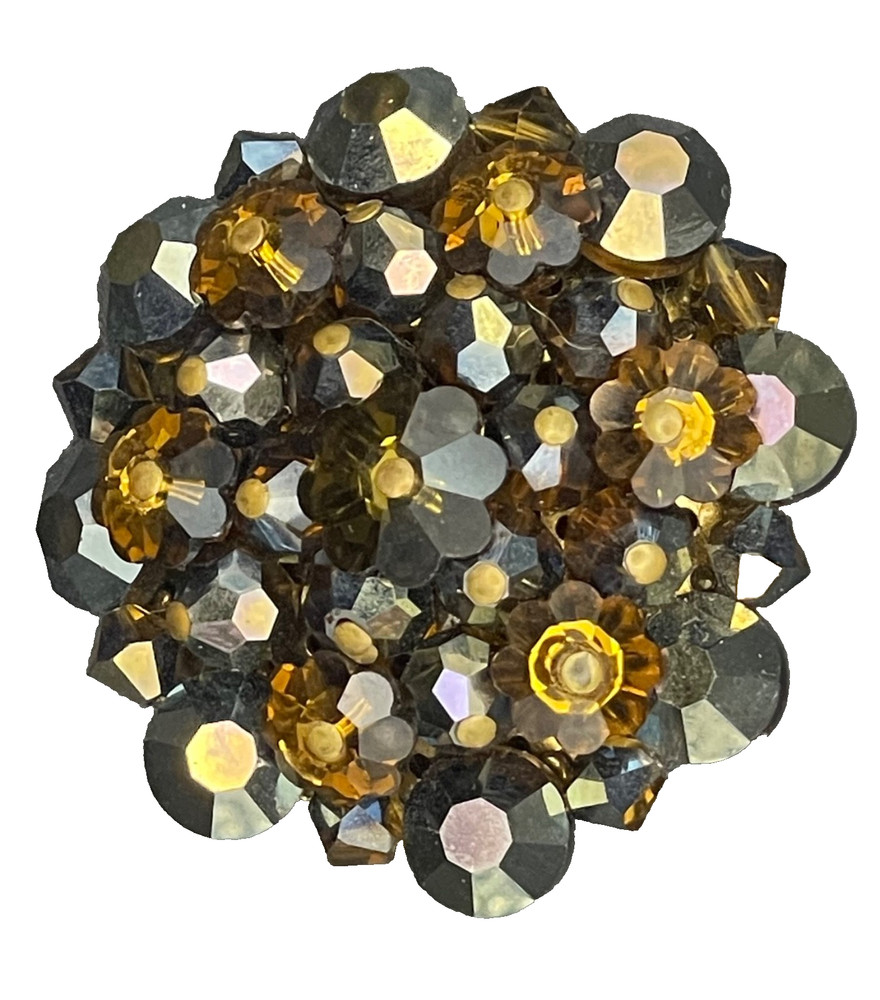 Vintage mid-century rhinestone cluster brooch, most likely 1950s–1960s.