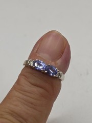 Vintage 14k white gold Diamond & Tanzanite ring