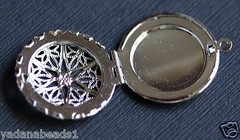 5 Silver Plated Filigree Locket Charm Pendants 27x32mm