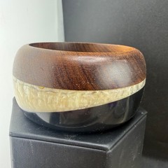 Vintage Bangle Bracelet Wood Acrylic Chunky Laminated 8.5”