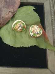 Vintage Mimi D N Signed Figural Frog 🐸 On Lilypad Enamel Gold Tone Clip On…