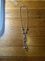 Vintage Brutalist Sterling Silver Lariat Necklace 925