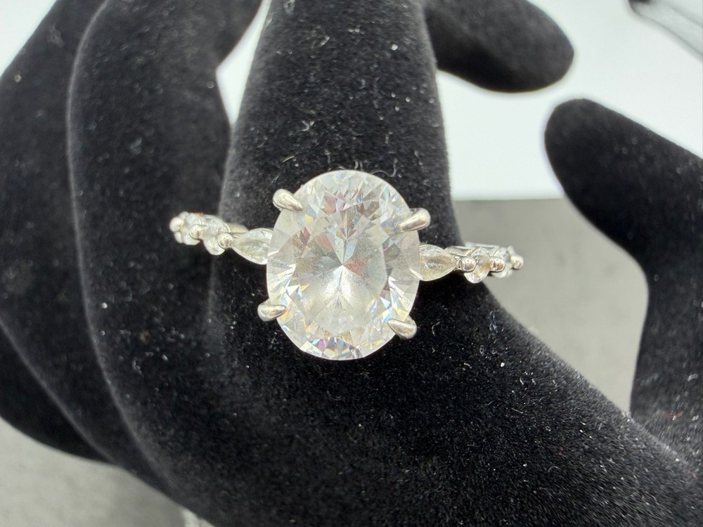 3.51g Vintage Sterling Silver 925 Oval Faceted Sparkling Ring Size 11 M