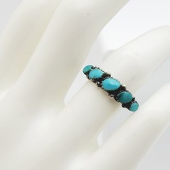 Vintage Sterling Silver 925 Ring Turquoise Blue Stones Southwestern Old Pawn 6.5