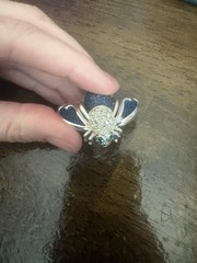 Joan Rivers Bee Pin Brooch Blue Denim Pave Crystal Silver Tone Rhinestones Vtg