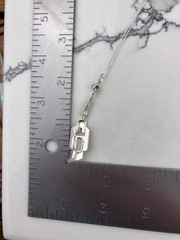 Vintage 925 Sterling Silver Pink Mother Of Pearl Marcasite Deco Pendant Necklace