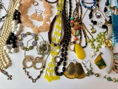 Estate Jewelry Lot Chunky Necklaces Earrings Wearable Rings Brooch VTG-now 45+