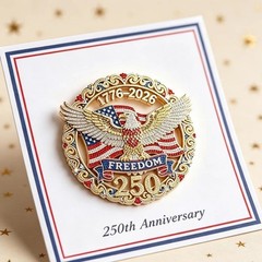 1776-2026 USA 250th Anniversary Brooch Freedom Eagle American Flag Rhinestone Pi