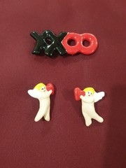 Vintage Flying Colors Cherub/AngelCupid/ Earrings & XXOO Pin/Brooch Colorful