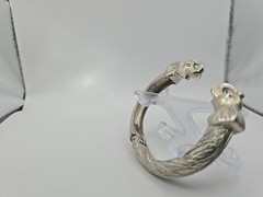 Silver Two Kissing ELEPHANT Heads Clamper Hinged Bracelet (SKU# 1923) BEAUTIFUL!