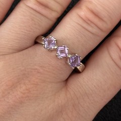 Vintage 925 Sterling Silver Natural Amethyst February Birthstone Ring Size 9.5