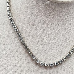 Vintage Silver-Tone Prong Crystal Rhinestone Tennis-Style Choker Necklace