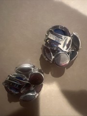 Vintage Weiss Blue Purple Rhinestone Clip-On Earrings Signed Designer Glam