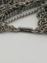 1960 CELEBRITY antiqued silver-tone 2 chains floral filigree pendant necklace