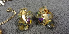 5 Aurora Borealis Rhinestone Art Bracelet Earrings Vintage Jewelry Lot