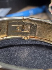 Vintage 1980s-1990s Victorian Revival Gold Tone Mother Of Pearl Bracelet 7″