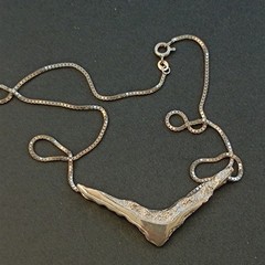 Freeform Modernist Sterling Silver Necklace Artisan Sculptural V OOAK Hadamard