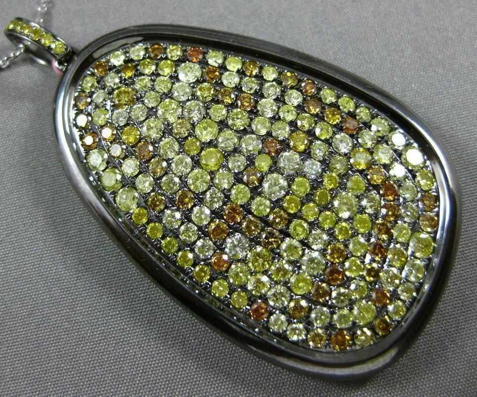 ESTATE X LARGE GIA 2.46CT FANCY INTENSE YELLOW DIAMOND 18K BLACK GOLD 3D PENDANT