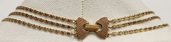 Vintage Goldette NY Purple Intaglio Bezel Set Crystal Gold Tone 3 Tier Necklace