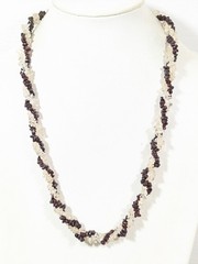 Vintage Red Garnet Clear Rock Crystal Quartz Twist Necklace 26 in