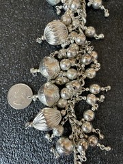 Vintage Silver-Tone Beaded Charm Necklace with Dangling Ornaments – 17”