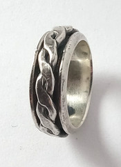 Vintage MEXICO Sterling Silver Rope Twist Black Oxidized Spinner Band Ring 6.25